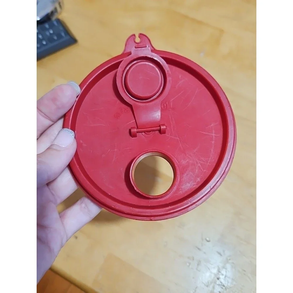 Vintage Tupperware 261 Sheer Handolier Pitcher Red Flip Top Seal 563